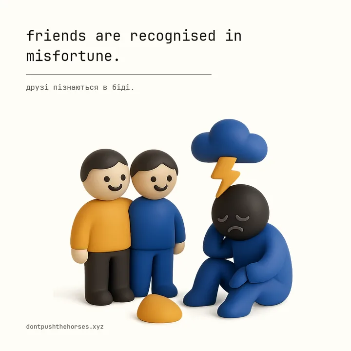 “Friends are recognised in misfortune.” — Друзі пізнаються в біді.