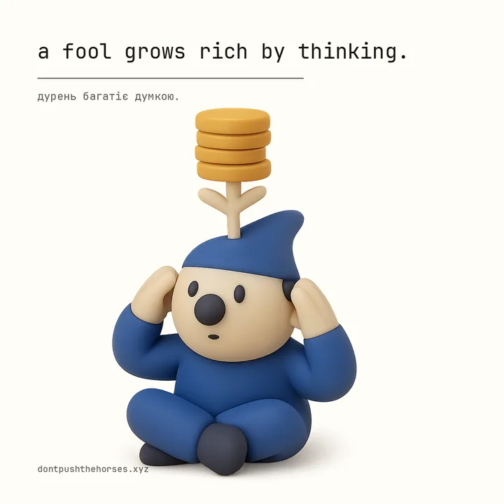“A fool grows rich by thinking.” — Дурень багатіє думкою.