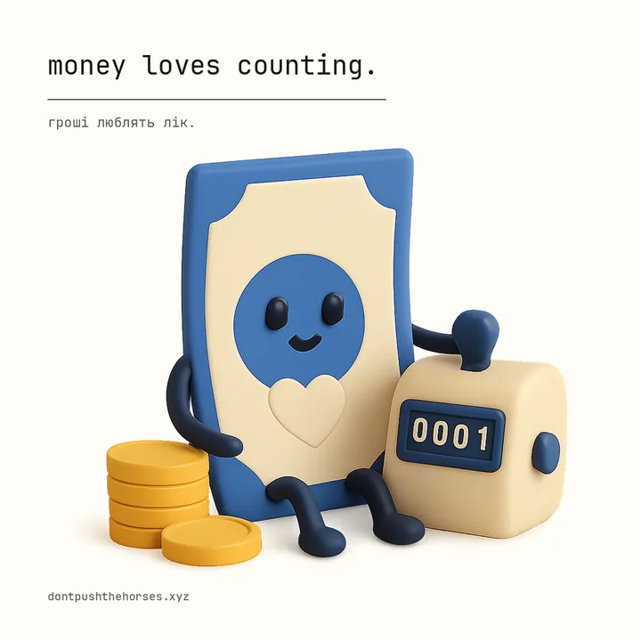 “Money loves counting.” — Гроші люблять лік.