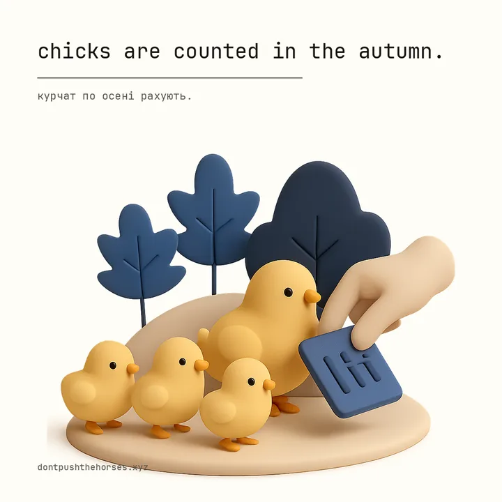 “Chicks are counted in the autumn.” — Курчат по осені рахують.