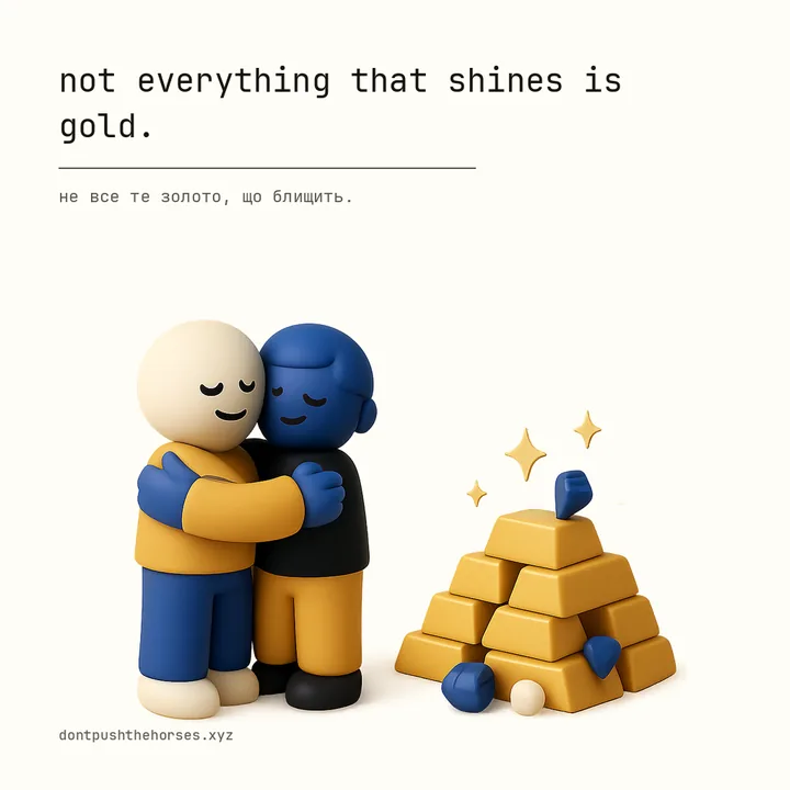 “Not everything that shines is gold.” — Не все те золото, що блищить.