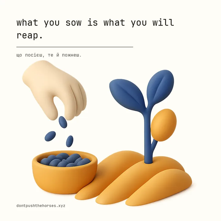 “What you sow is what you will reap.” — Що посієш, те й пожнеш.