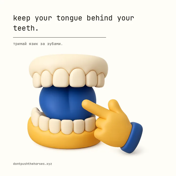 “Keep your tongue behind your teeth.” — Тримай язик за зубами.