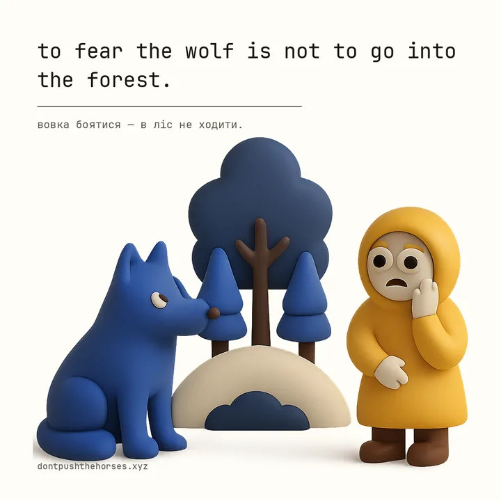 “To fear the wolf is not to go into the forest.” — Вовка боятися — в ліс не ходити.