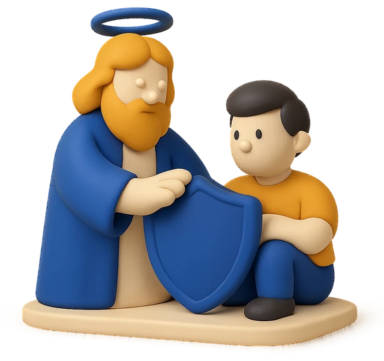 Illustration of the literal translation: God protects the one who protects himself.