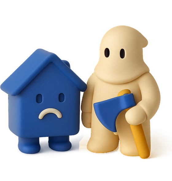 Illustration of the literal translation: Someone else's house is worse than an executioner.