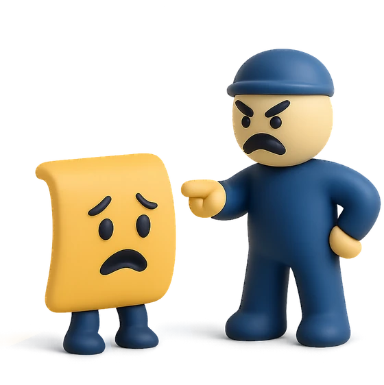Illustration of the literal translation: The task is afraid of the master.