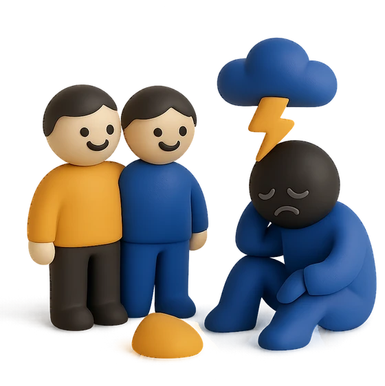 Illustration of the literal translation: Friends are recognised in misfortune.