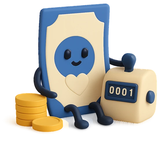 Illustration of the literal translation: Money loves counting.