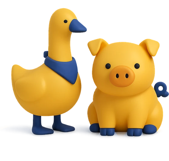Illustration of the literal translation: A goose is no comrade to a pig.