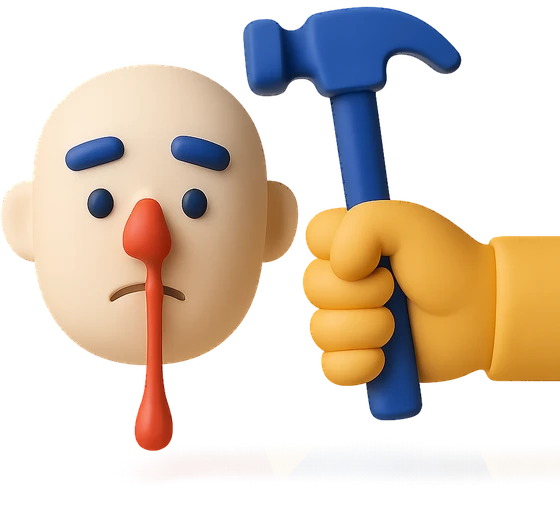 Illustration of the literal translation: Blood from the nose, but it must be done.