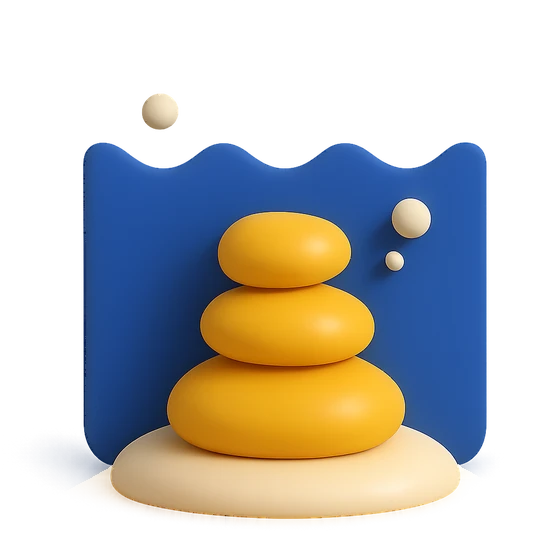 Illustration of the literal translation: Underwater stones.