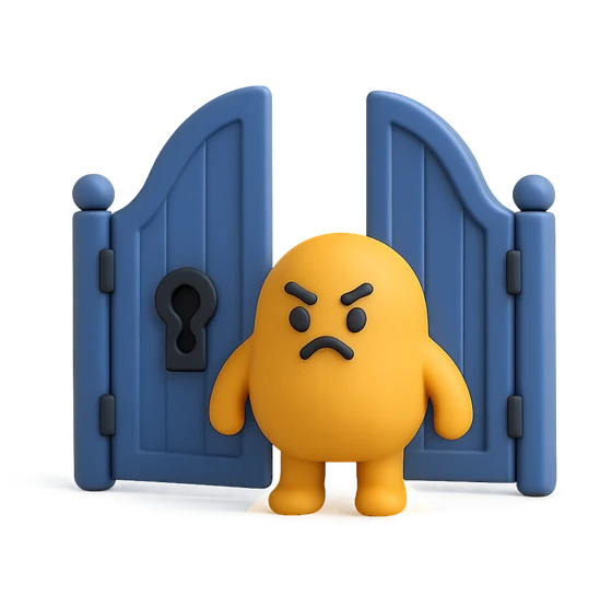 Illustration of the literal translation: Trouble has come — open the gates.