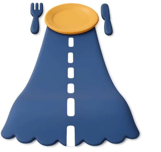 Illustration of the literal translation: May your road be a tablecloth.