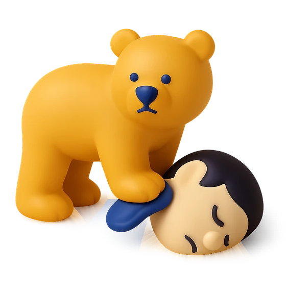 Illustration of the literal translation: A bear stepped on his ear.