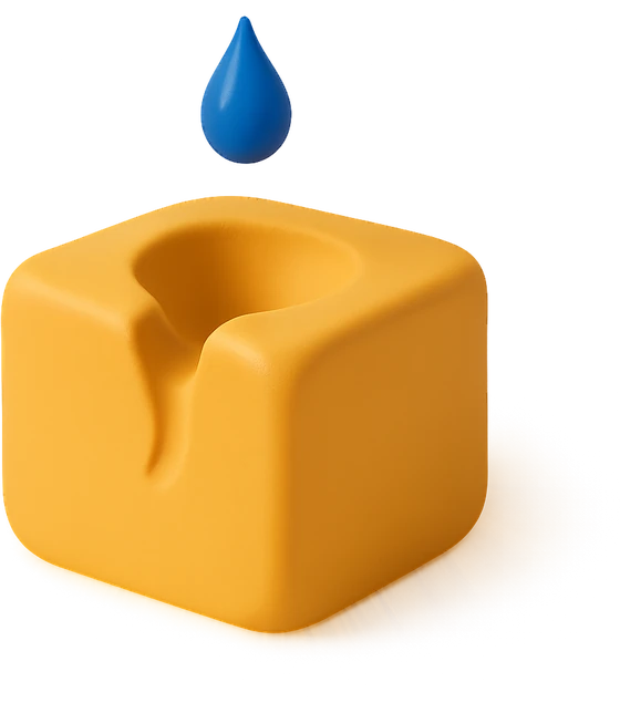 Illustration of the literal translation: Water sharpens stone.